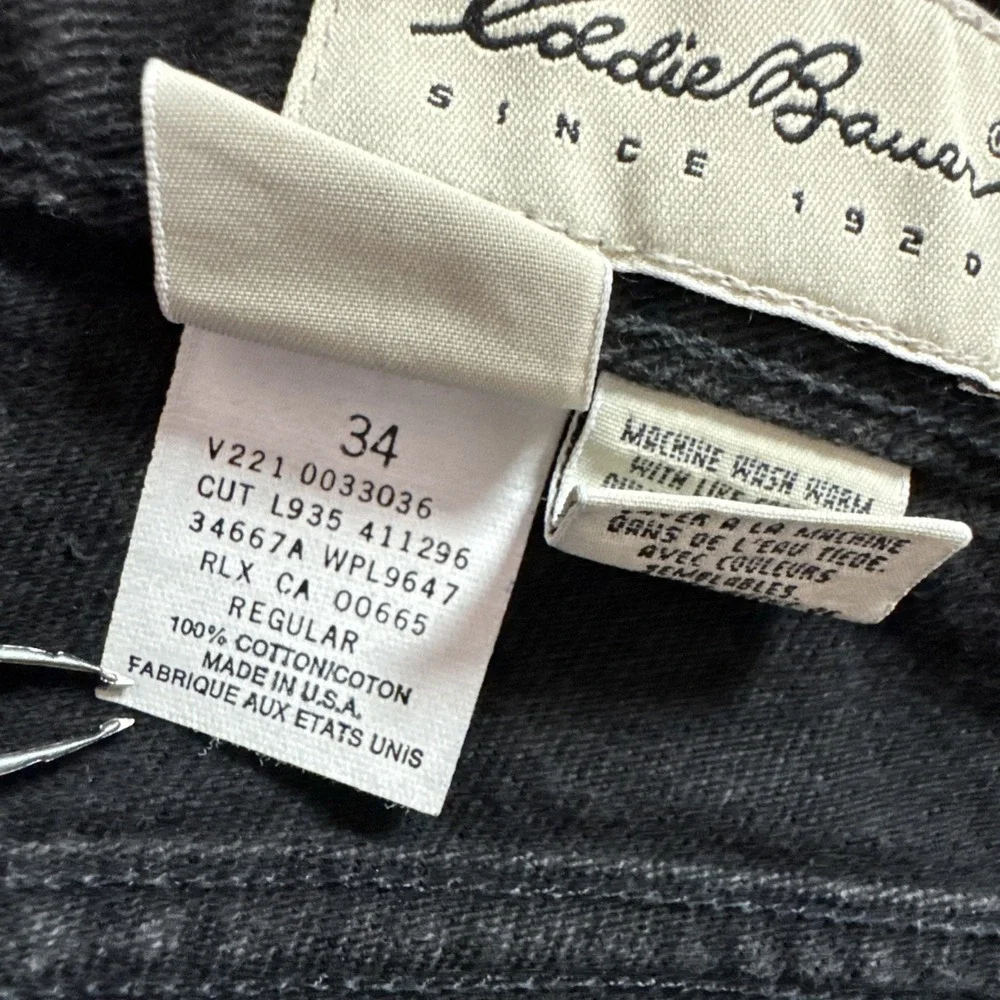 Vintage Eddie Bauer Jeans Mens Sz 34 (30x31) Black Relaxed Straight Workwear USA